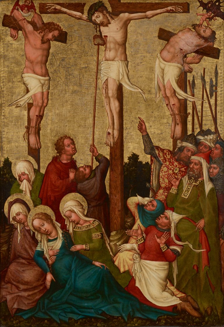 Master of the Saint Lambrecht Votive Altarpiece, Crucifixion, around 1435 <br>© Schloss Belvedere, Wien, https://sammlung.belvedere.at/objects/3657/kreuzigung-christi?ctx=b1d88f863d8a93b262feaeea8f38886d35e580fd&idx=0#