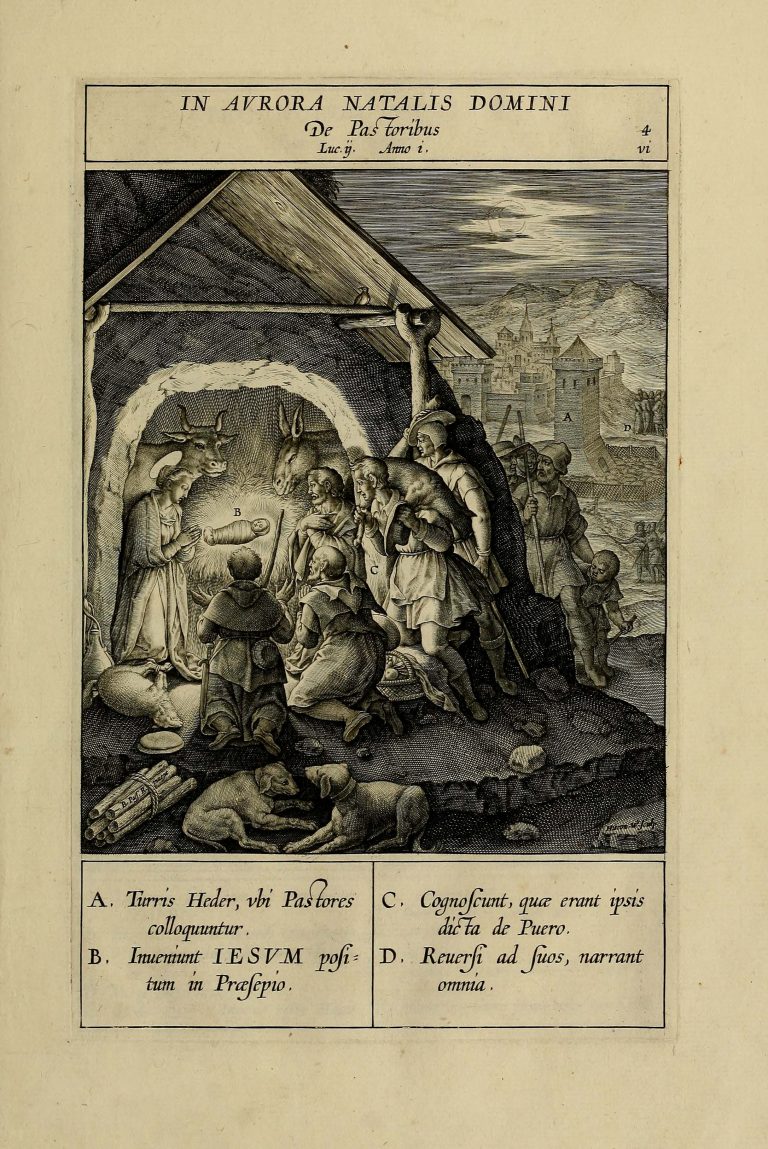 Jeronimo Nadal, Nativity of Christ, plate 4  from Evangelicae and Adnotationes (1593), which engravings illustrate the Biblia Natalis <br>Internet archive (original from Getty Research Institute)