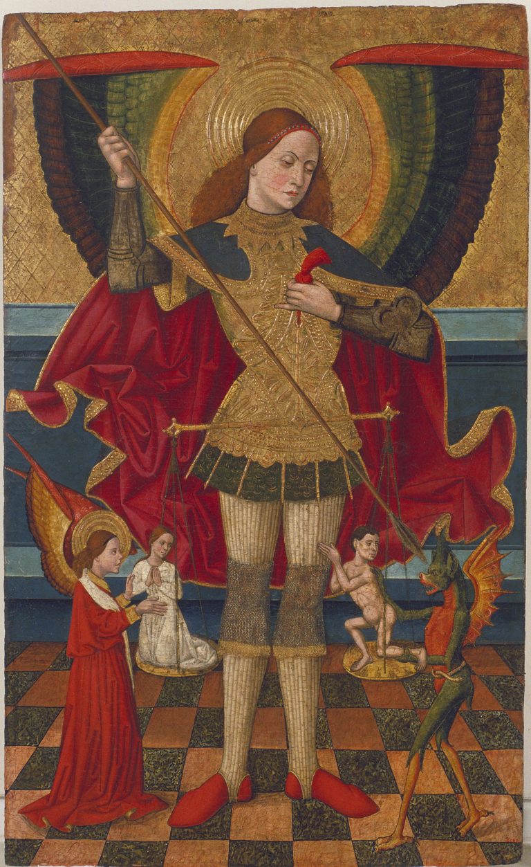 Juan de la Abadía - Michael Weighing the Souls, ca. 1480-1495 <br>Website of the Museu Nacional d’Art de Catalunya of Barcelona,  www.museunacional.cat